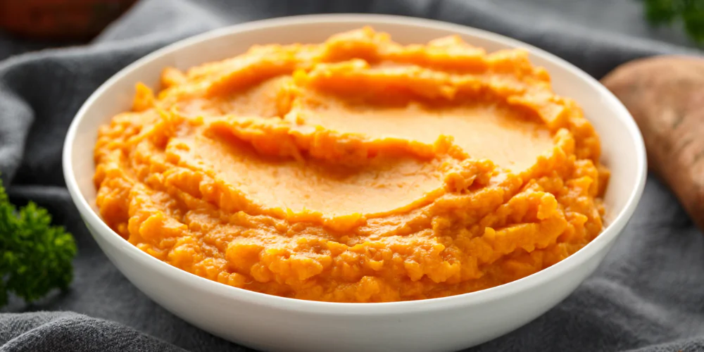 A picture of a bowl of sweet potato puree