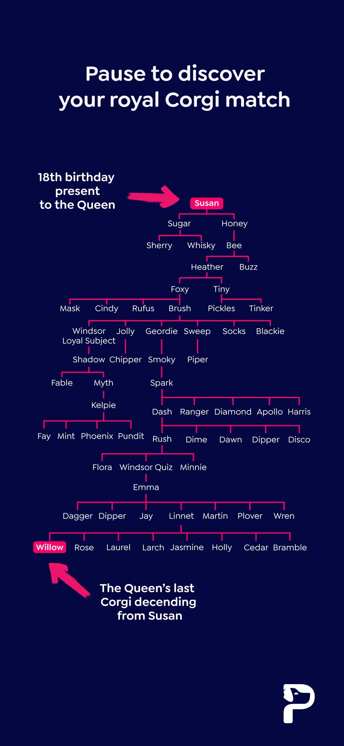 Queen Elizabeth II Corgi family tree