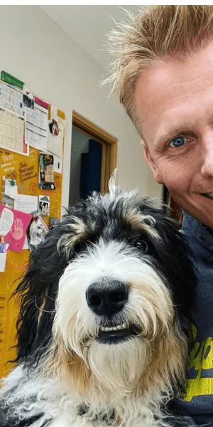 A picture of 6 month old Bernedoodle puppy Ludo